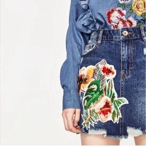 Zara Embroidered Sequin Skirt